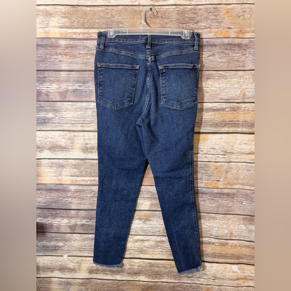 Free People We The Free Women's Raw High-Rise Jegging Frayed Hem Blue Denim Jean - Picture 3 of 6